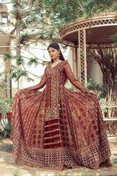NB-4223 Deep Maroon Stitched 3Pc Dress