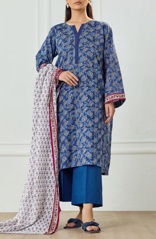 3 PIECE | PRINTED | LAWN SHIRT | OTL-25-501/U BLUE