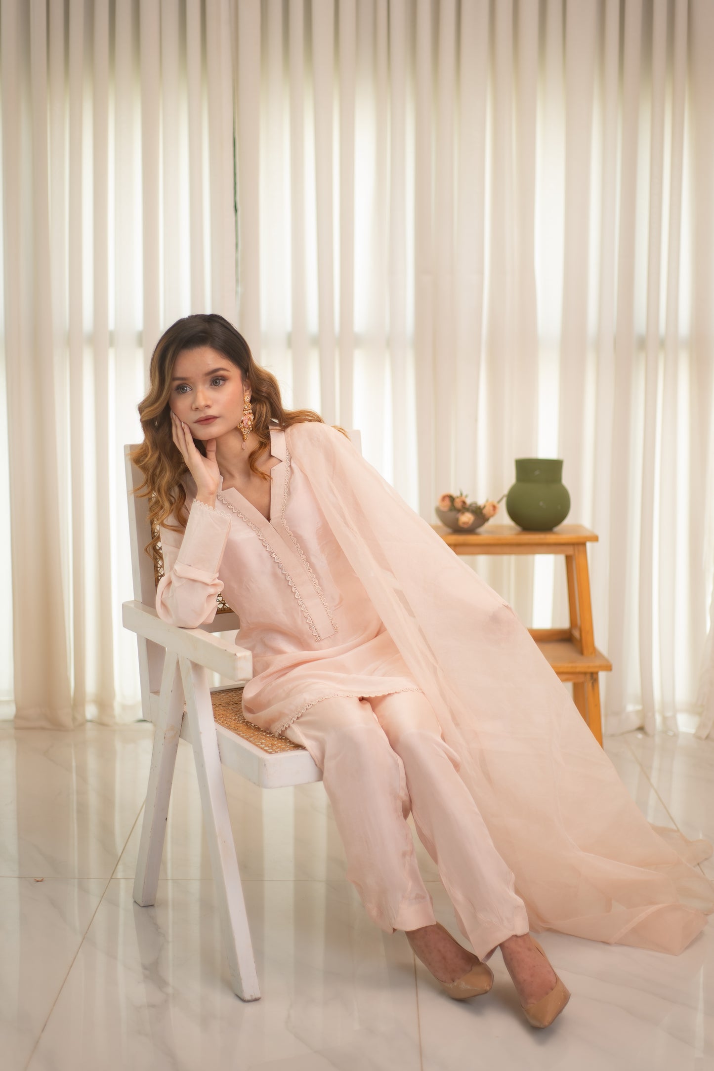 MSP 305 - Off-White Farshi Silk 3-Piece Outfit