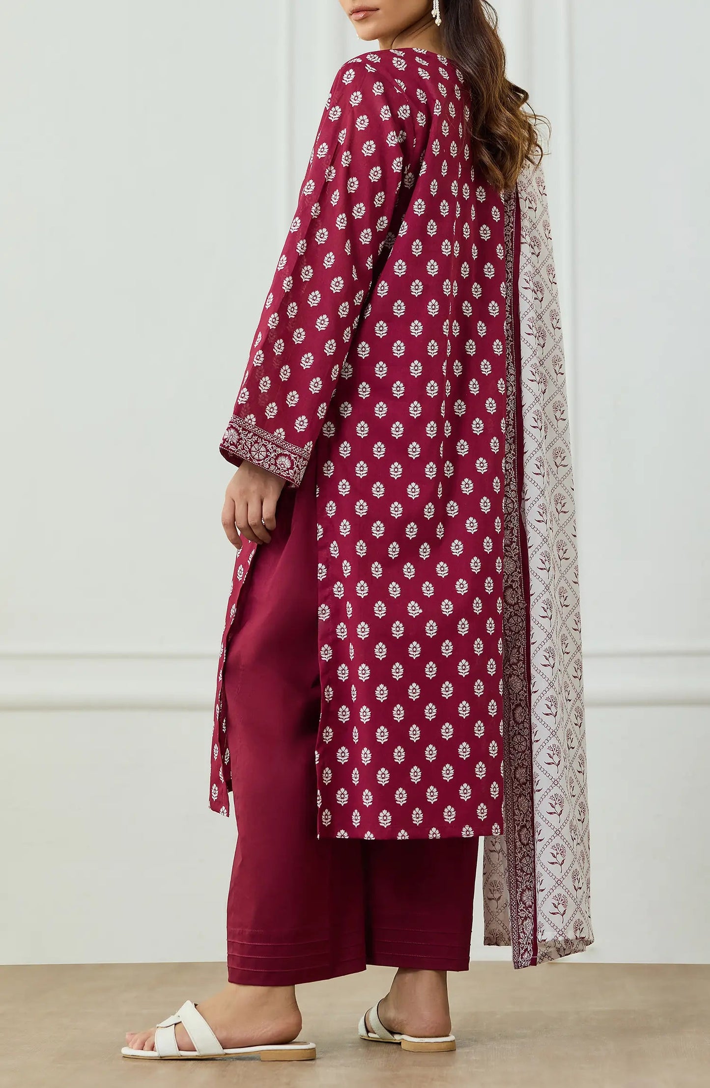 3 PIECE | PRINTED | LAWN SHIRT | OTL-25-482/U MAROON