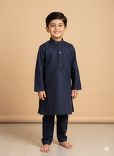Navy embroidered kurta trouser boys