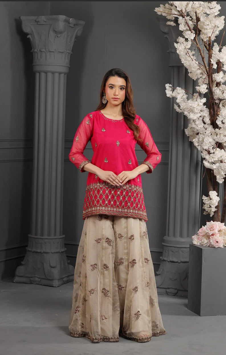 NF-6188 Organza Embroidered Shirt & Gharara