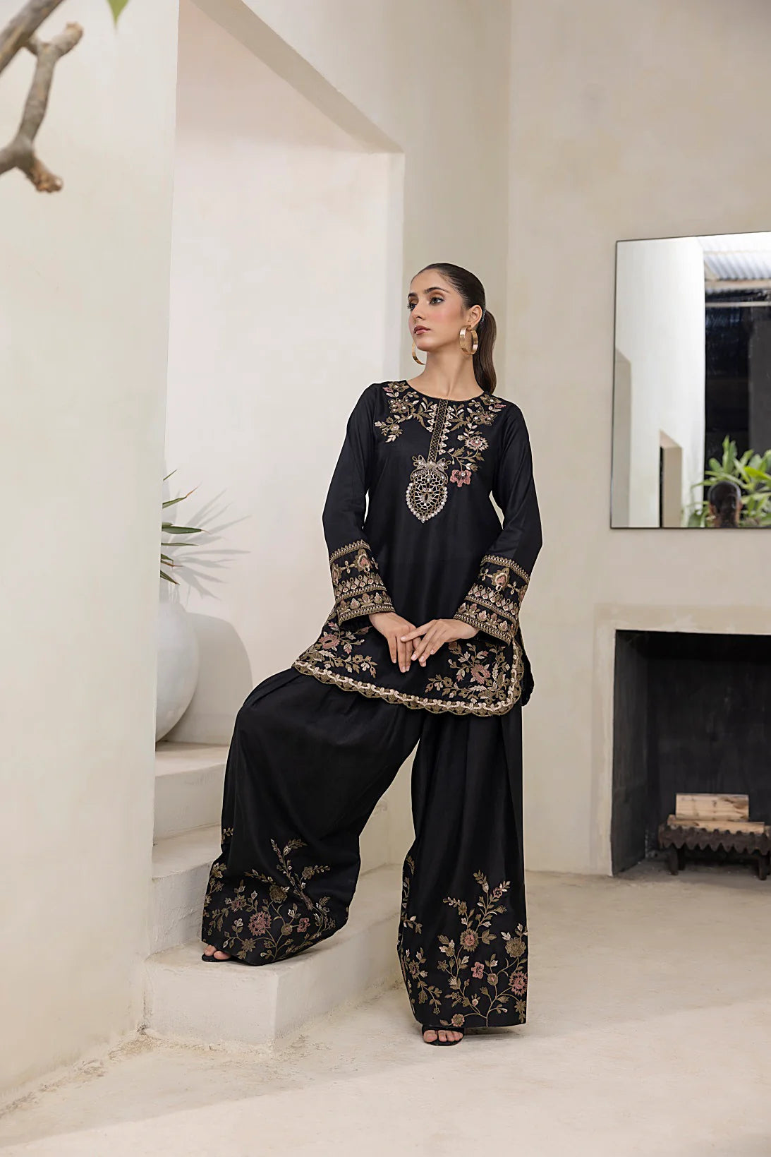 NF-6230 Black Farshi Lawn Stitched Suit