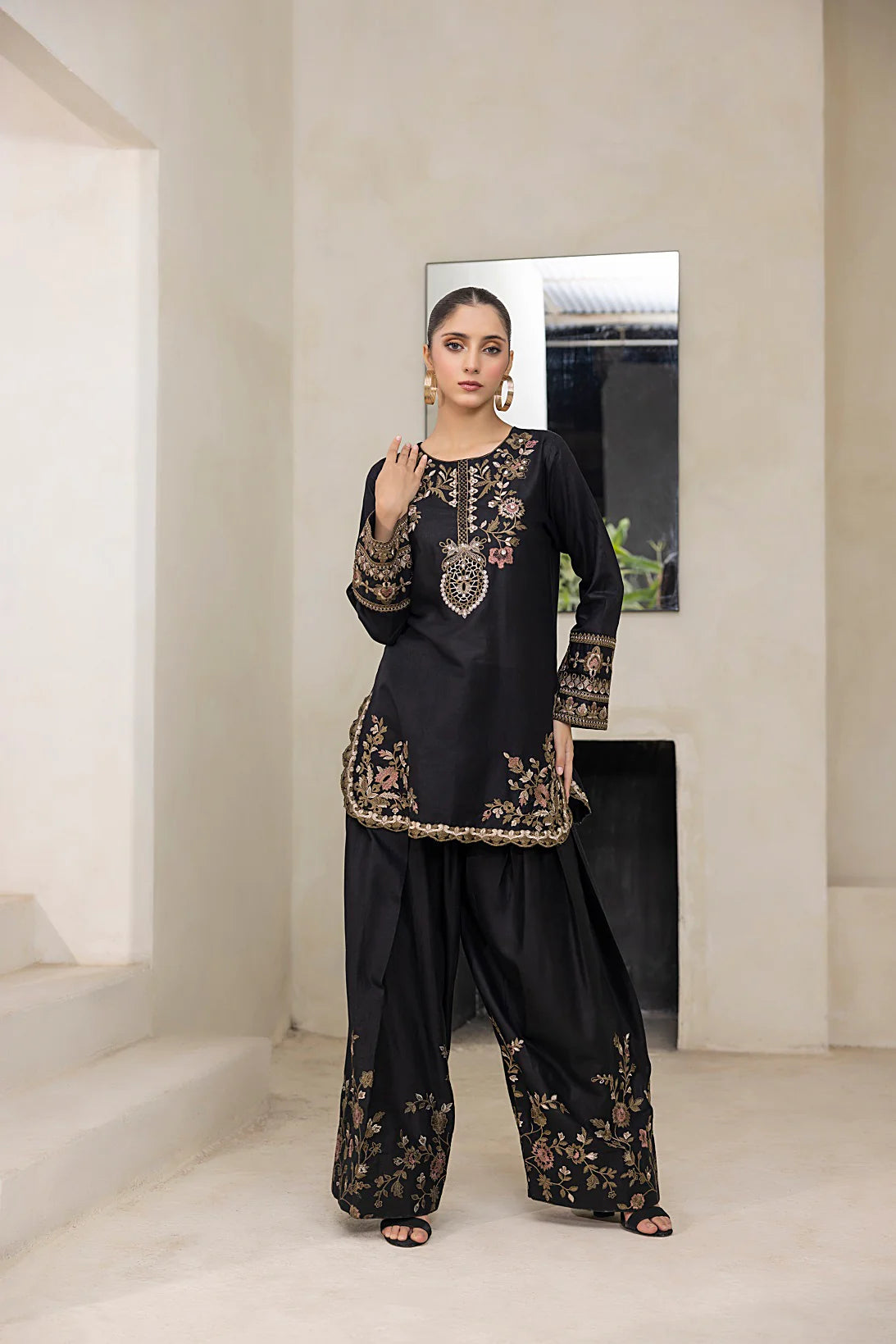 NF-6230 Black Farshi Lawn Stitched Suit
