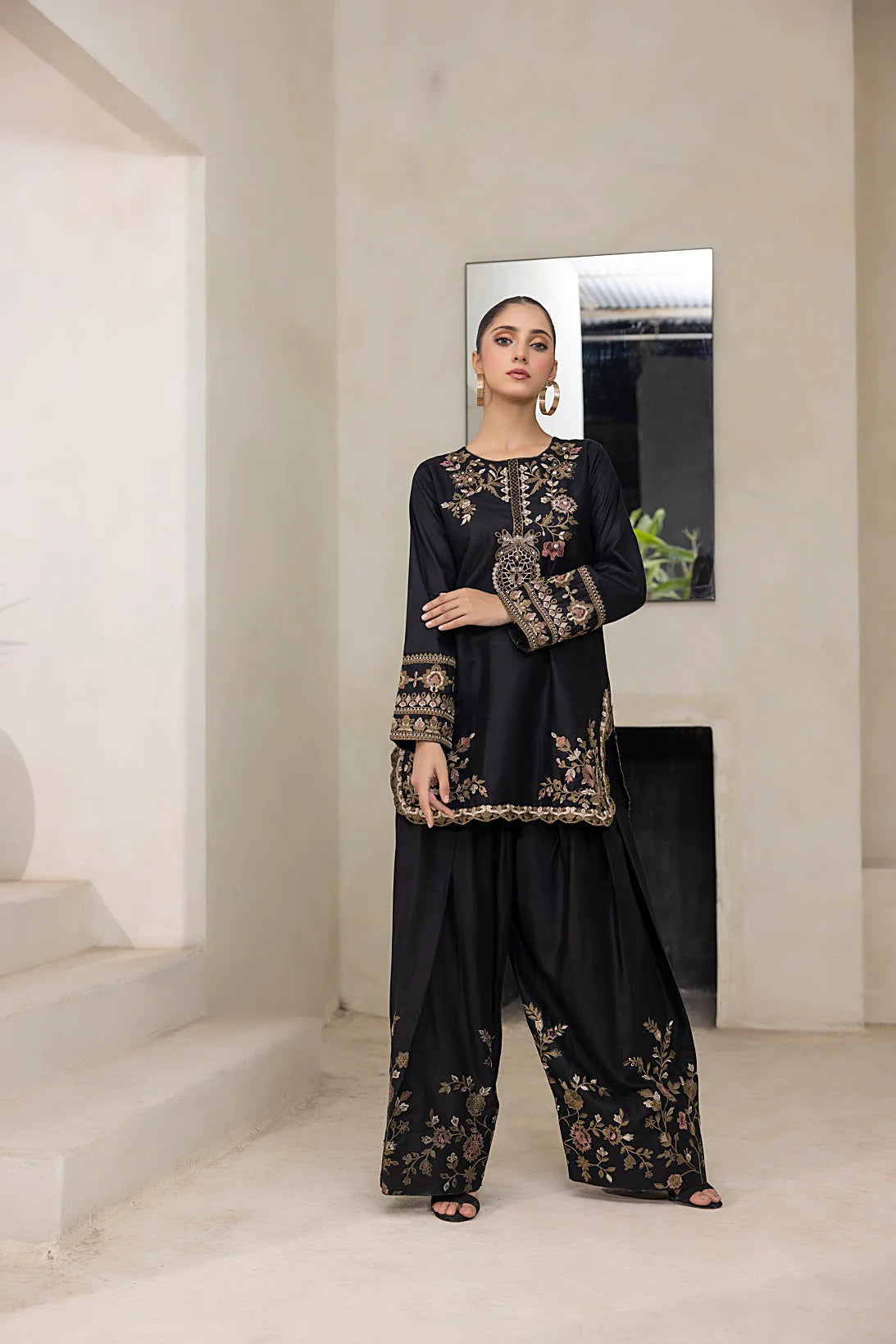 NF-6230 Black Farshi Lawn Stitched Suit