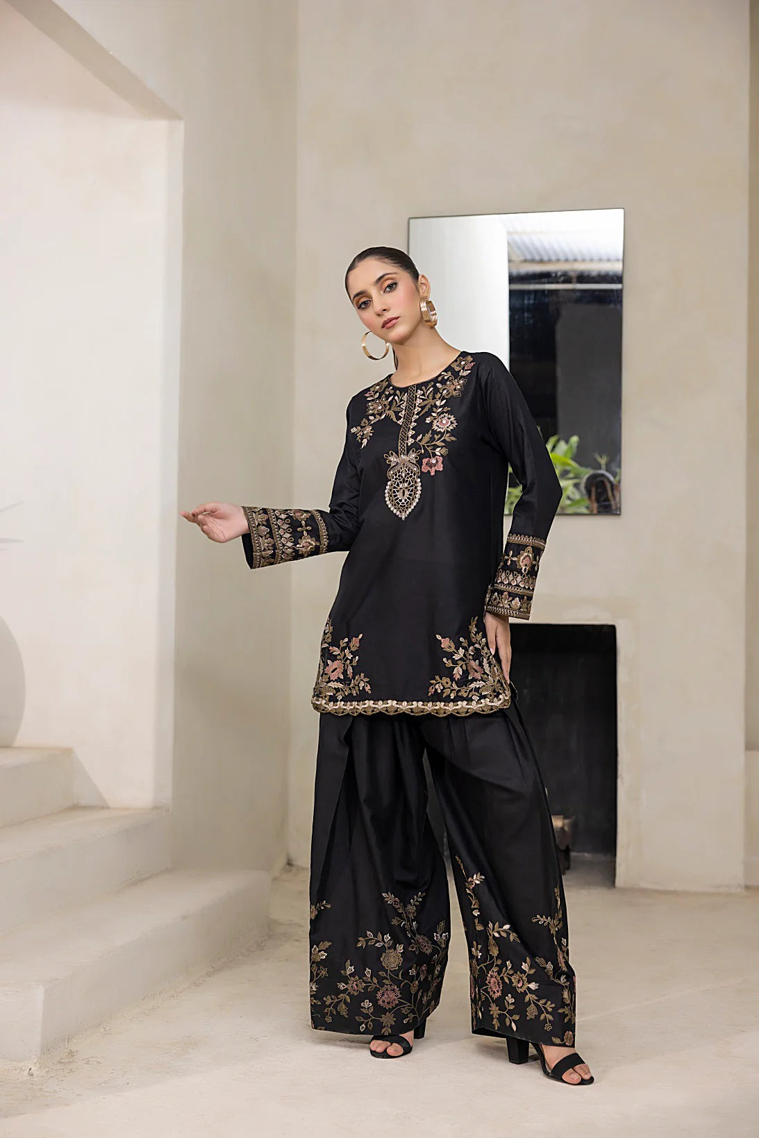 NF-6230 Black Farshi Lawn Stitched Suit