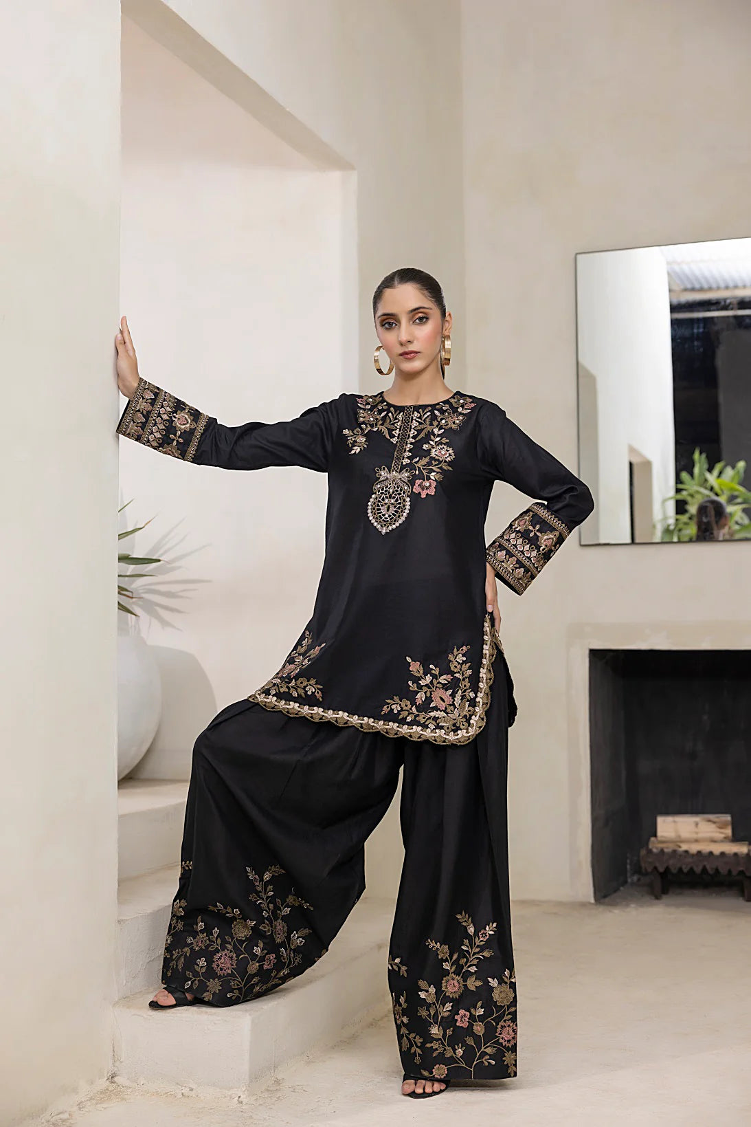 NF-6230 Black Farshi Lawn Stitched Suit
