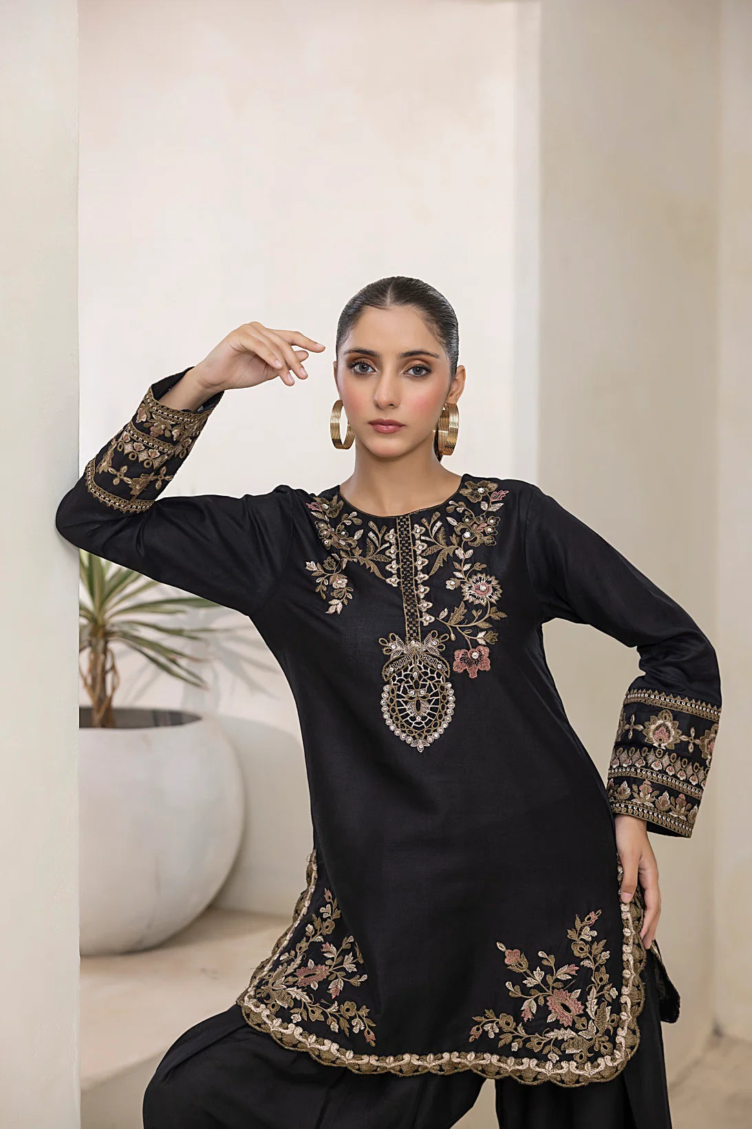 NF-6230 Black Farshi Lawn Stitched Suit
