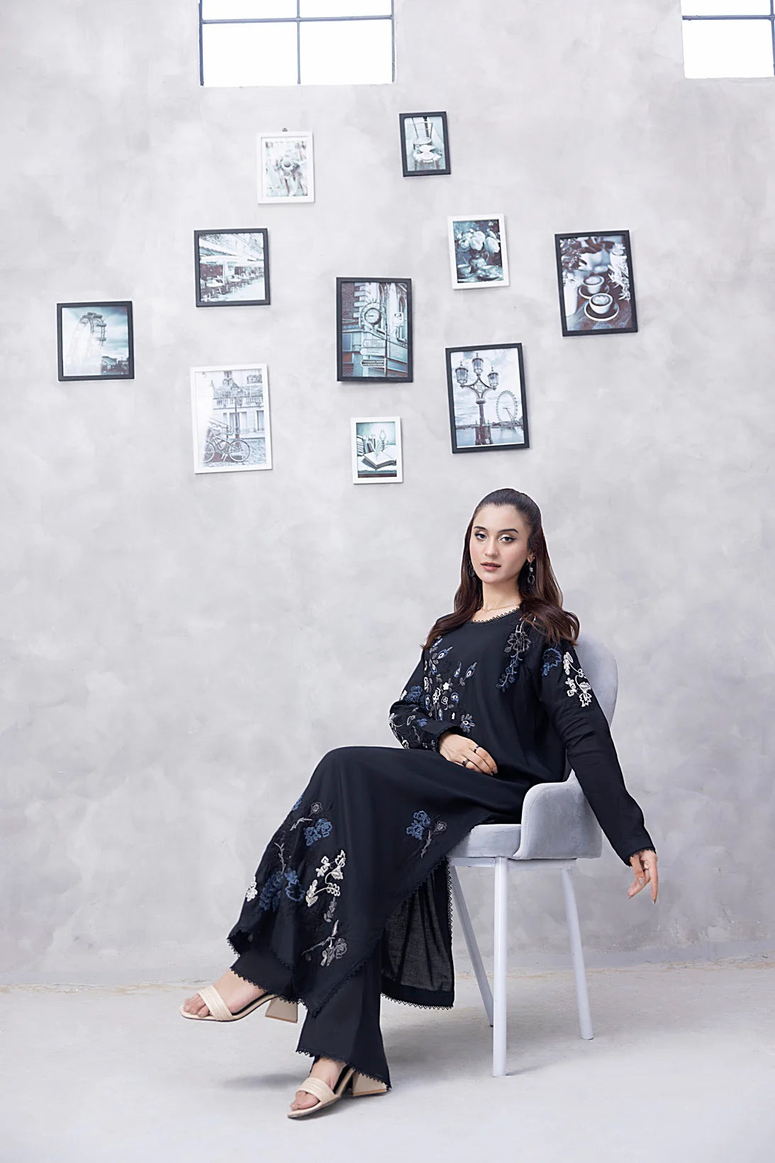 NF-6270 Black Cotton Stitched 3pc Suit