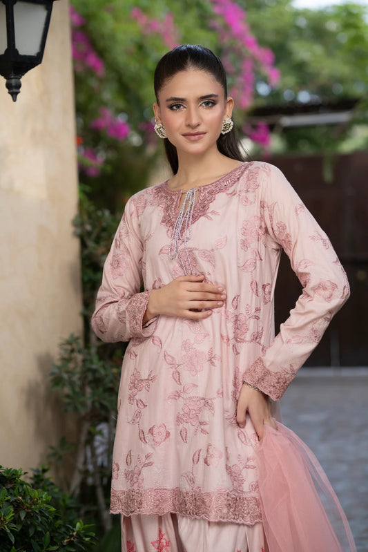 NF-6326 Light Pink Cotton Embroidered | Stitched Suit
