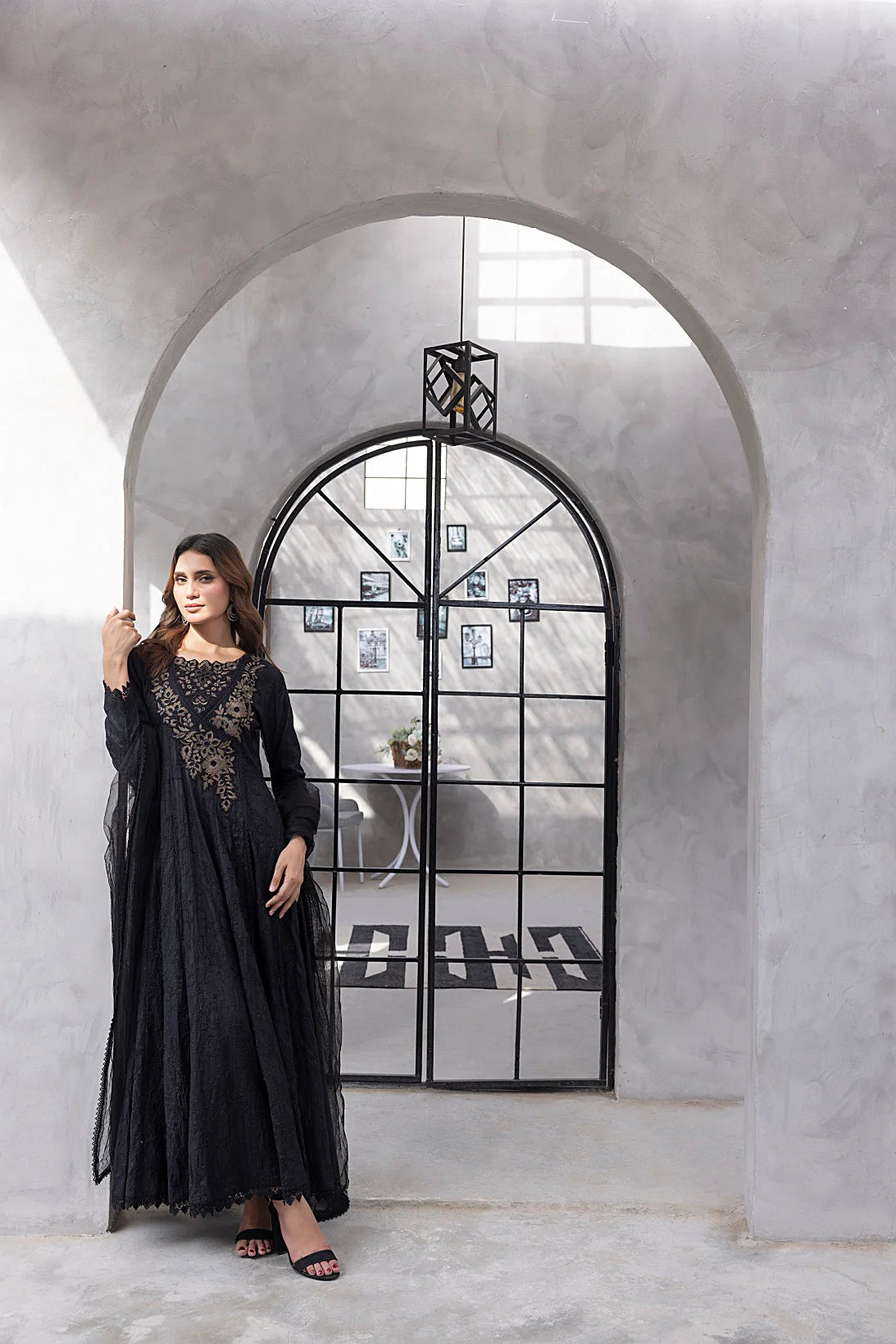 NF-6331 Black Embroidered Stitched Frock