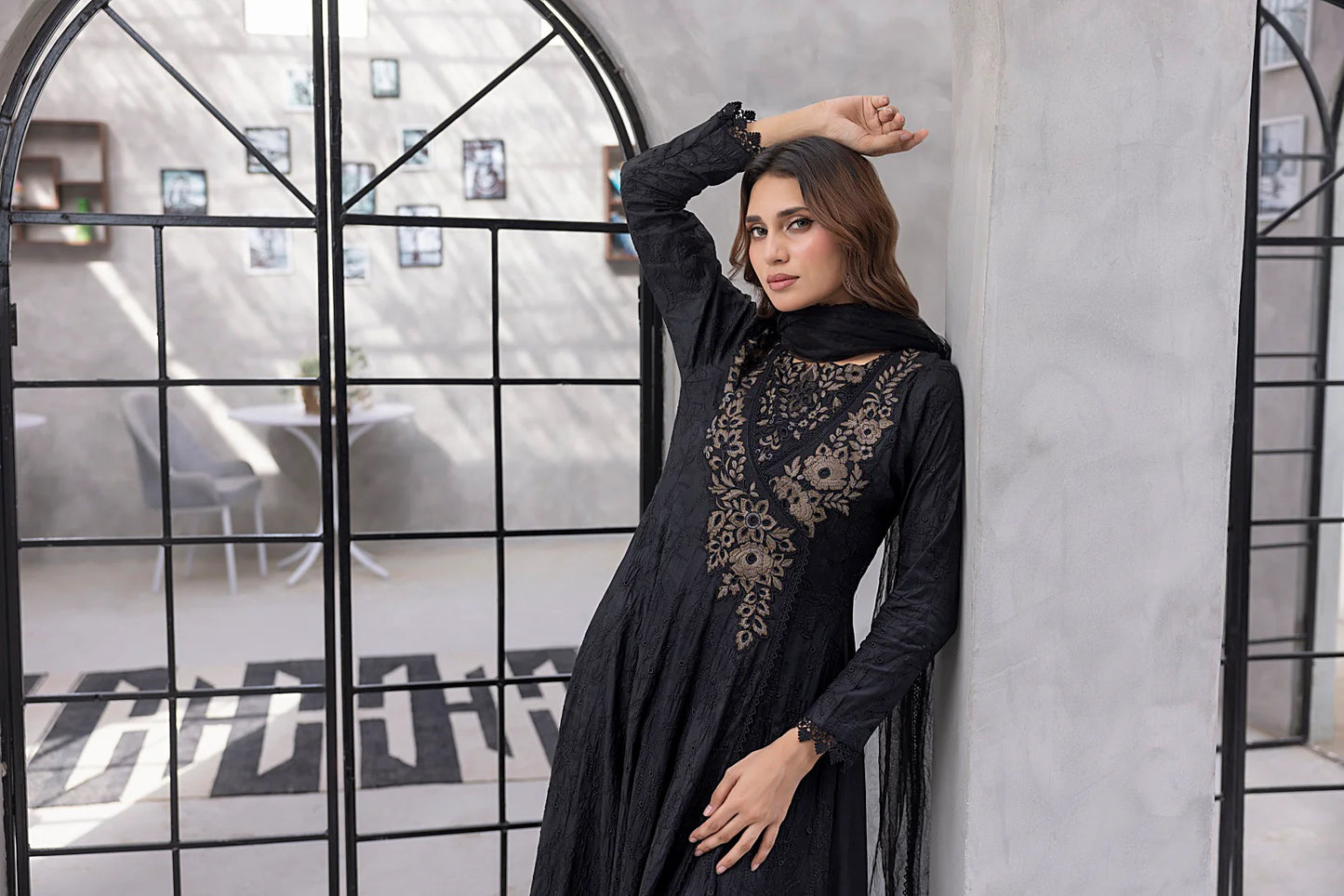 NF-6331 Black Embroidered Stitched Frock
