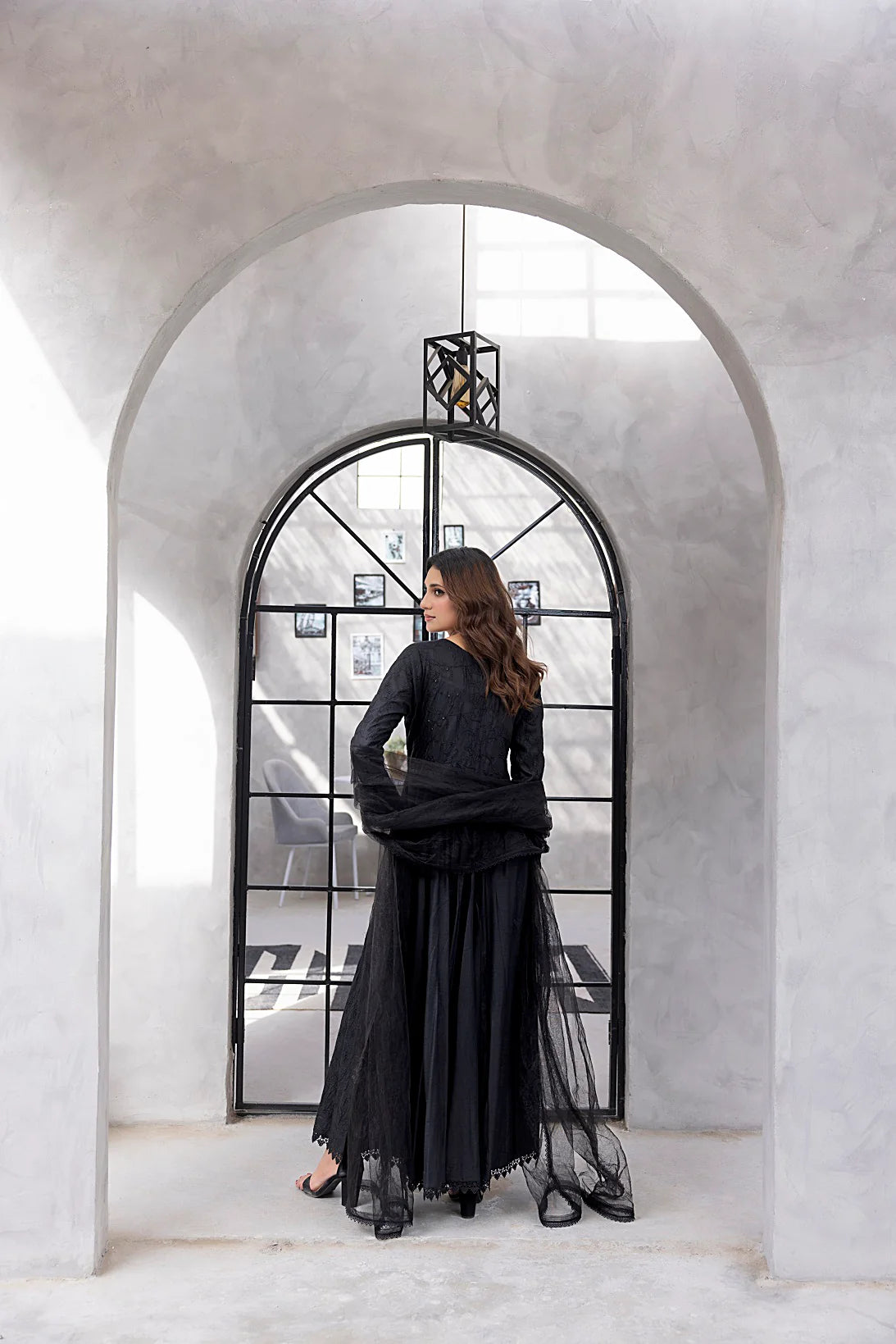 NF-6331 Black Embroidered Stitched Frock