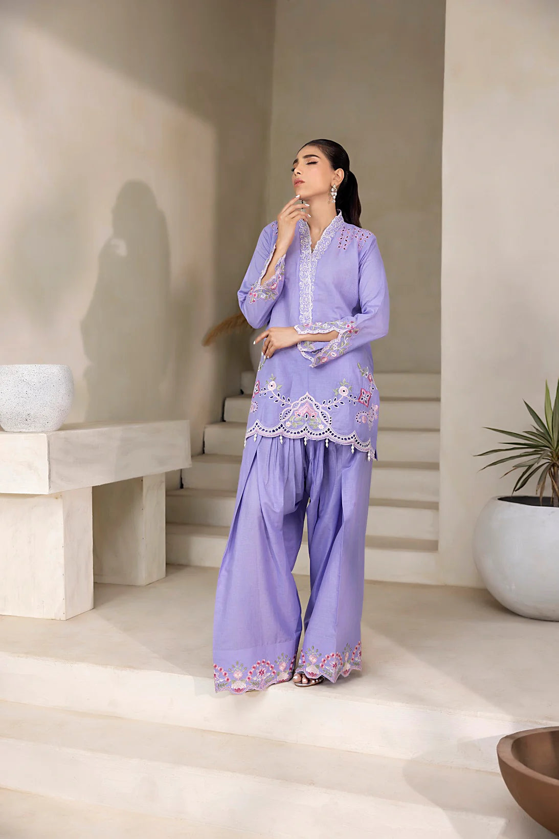 NF-6508 Lilac Lawn Farshi | Stitched Suit