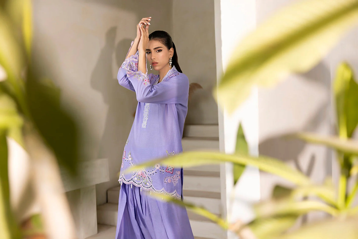 NF-6508 Lilac Lawn Farshi | Stitched Suit