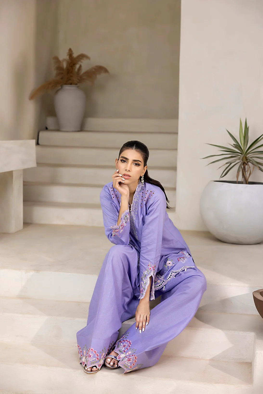 NF-6508 Lilac Lawn Farshi | Stitched Suit