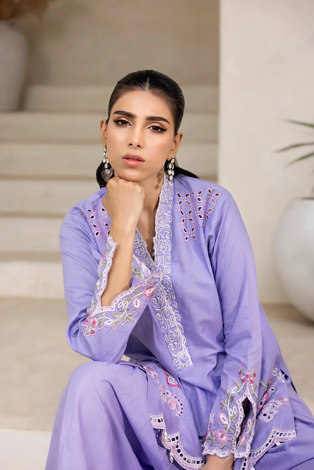 NF-6508 Lilac Lawn Farshi | Stitched Suit