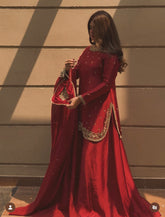 Royal Ruby Sheesha Silk Statement Suit
