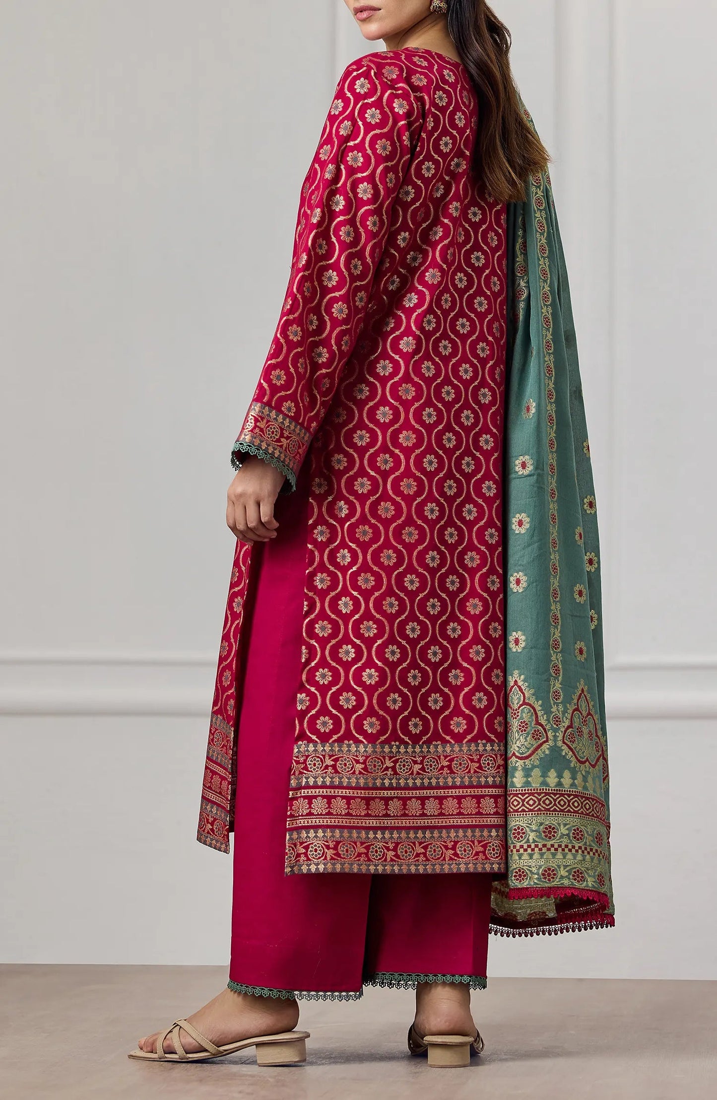 3 PIECE | PRINTED LAWN JACQUARD | OTL-25-410