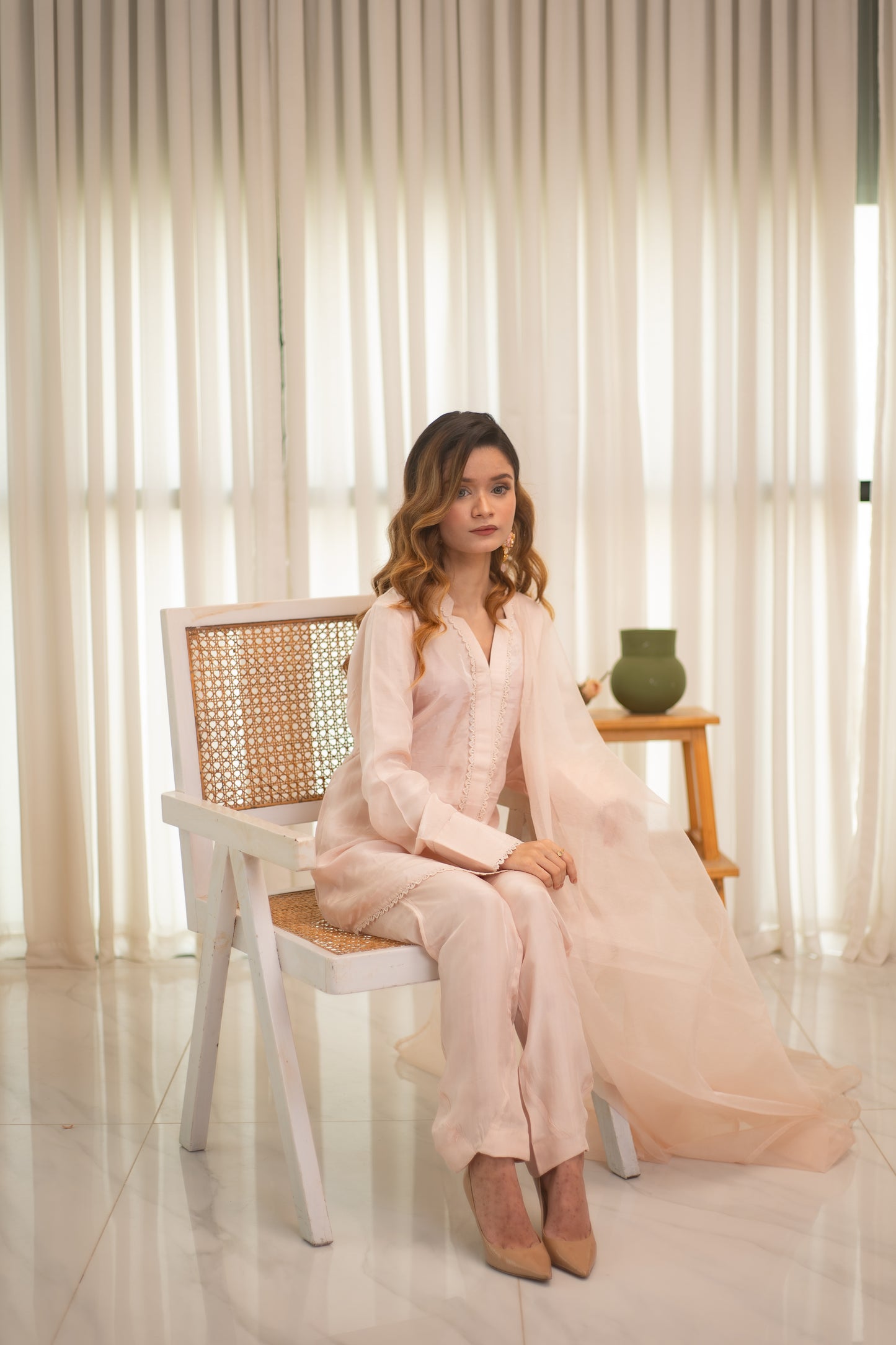 MSP 305 - Off-White Farshi Silk 3-Piece Outfit