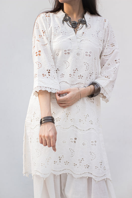 MSP-001-Zimal | White Dress Chicken Kari - 3 Piece