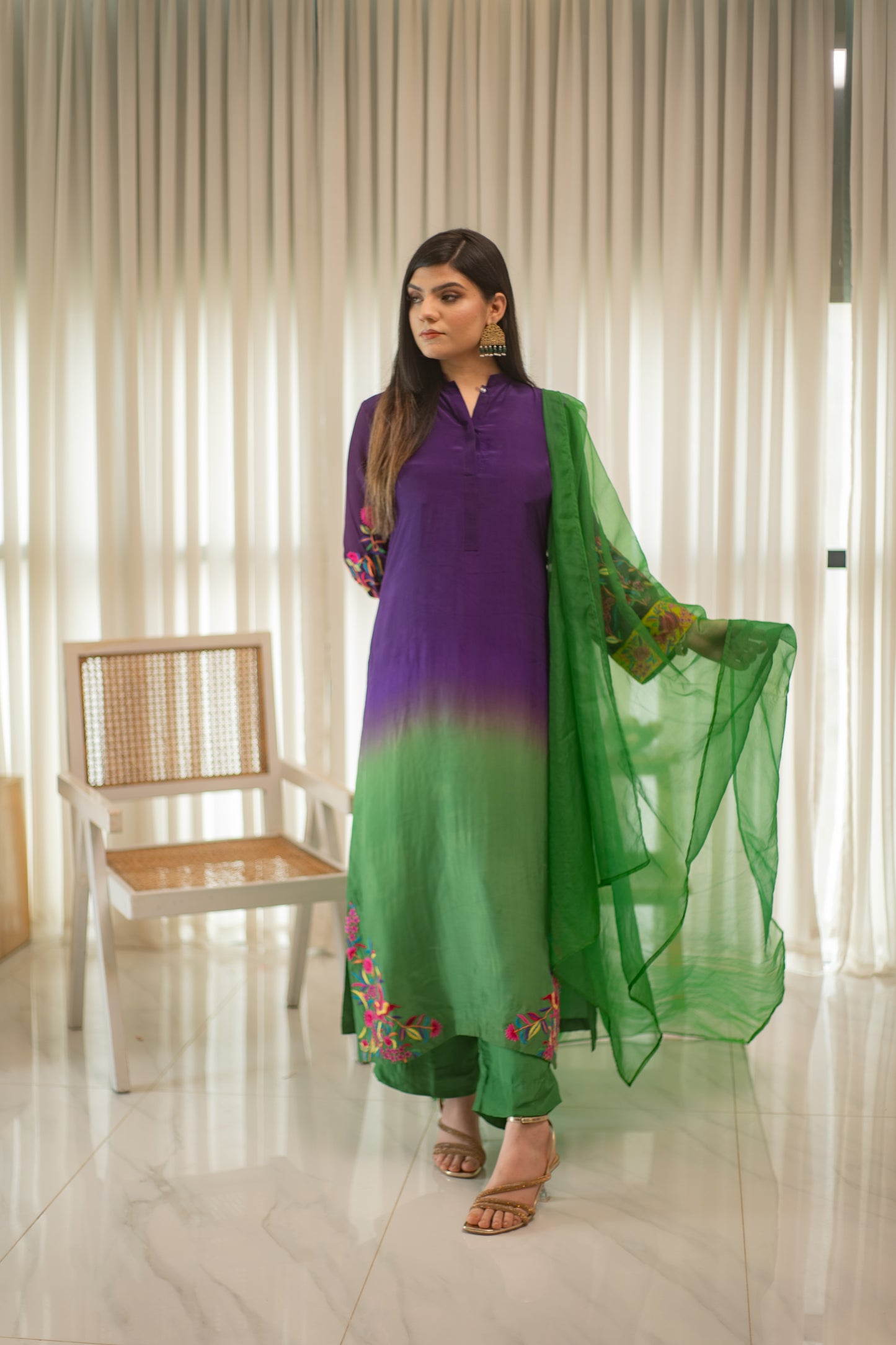 MSP 306 - Blue Green Farshi Silk Set