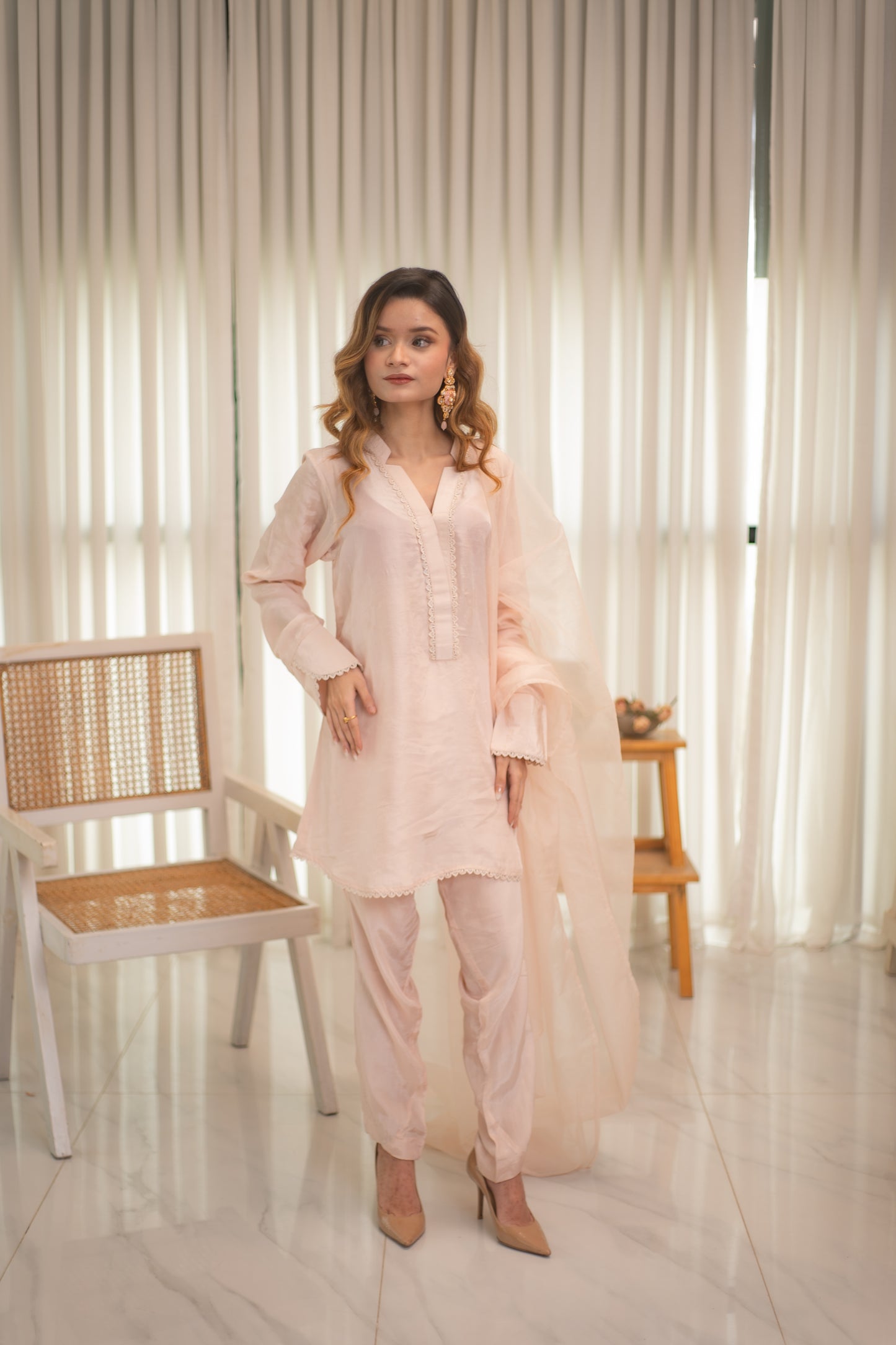 MSP 305 - Off-White Farshi Silk 3-Piece Outfit