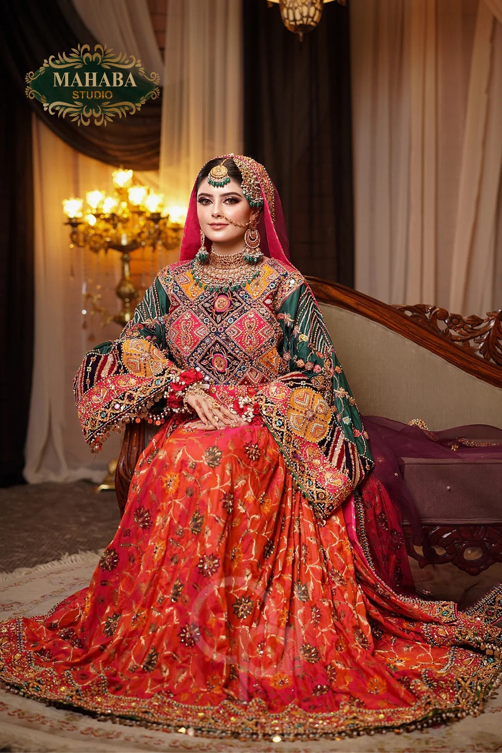 Detailed view of Traditional Bridal Afghani Frock