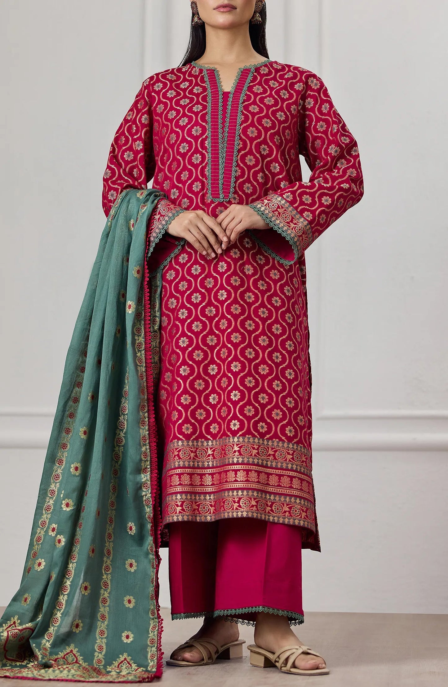 3 PIECE | PRINTED LAWN JACQUARD | OTL-25-410