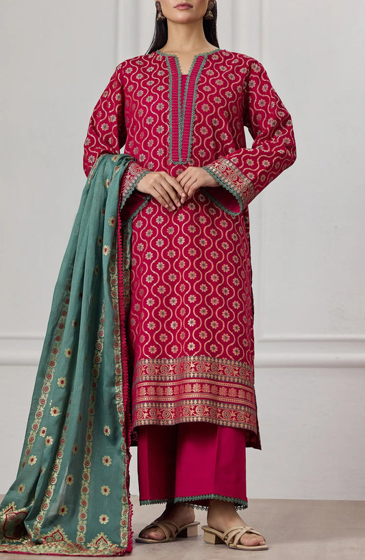 3 PIECE | PRINTED LAWN JACQUARD | OTL-25-410
