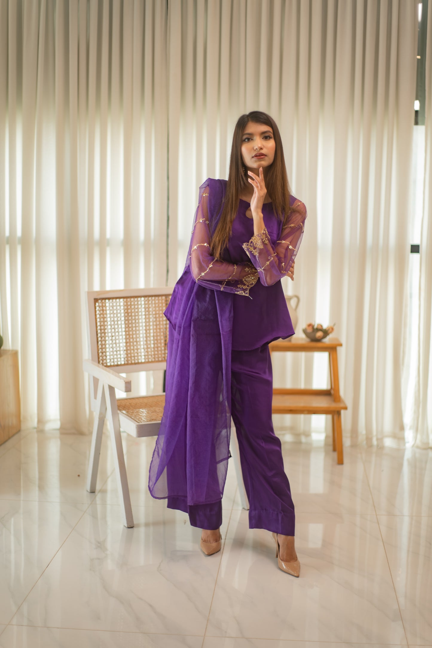 MSP 302 - Purple Shot Silk 3-Piece Outfit