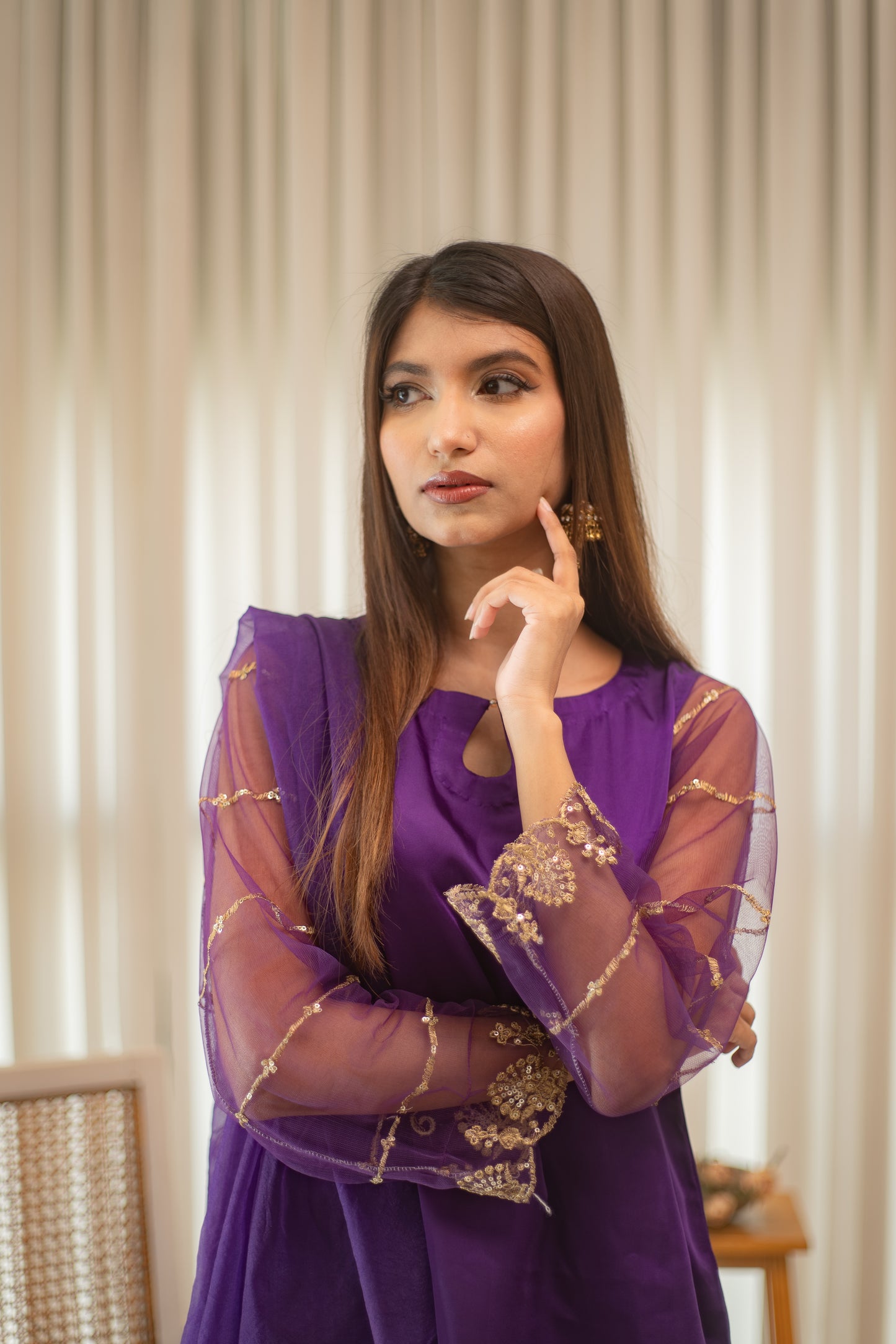 MSP 302 - Purple Shot Silk 3-Piece Outfit