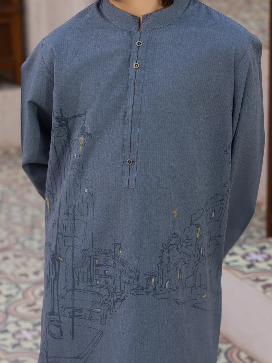 ALBY-K-007 – Grey Blended Kurta (1 Piece)