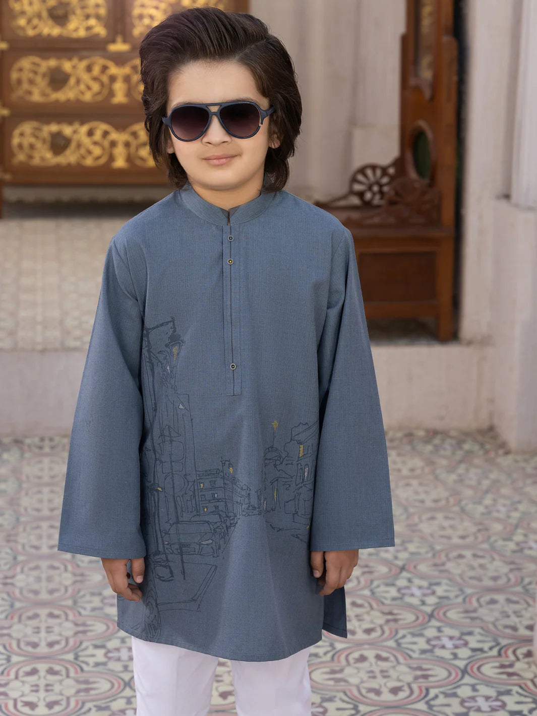 ALBY-K-007 – Grey Blended Kurta (1 Piece)