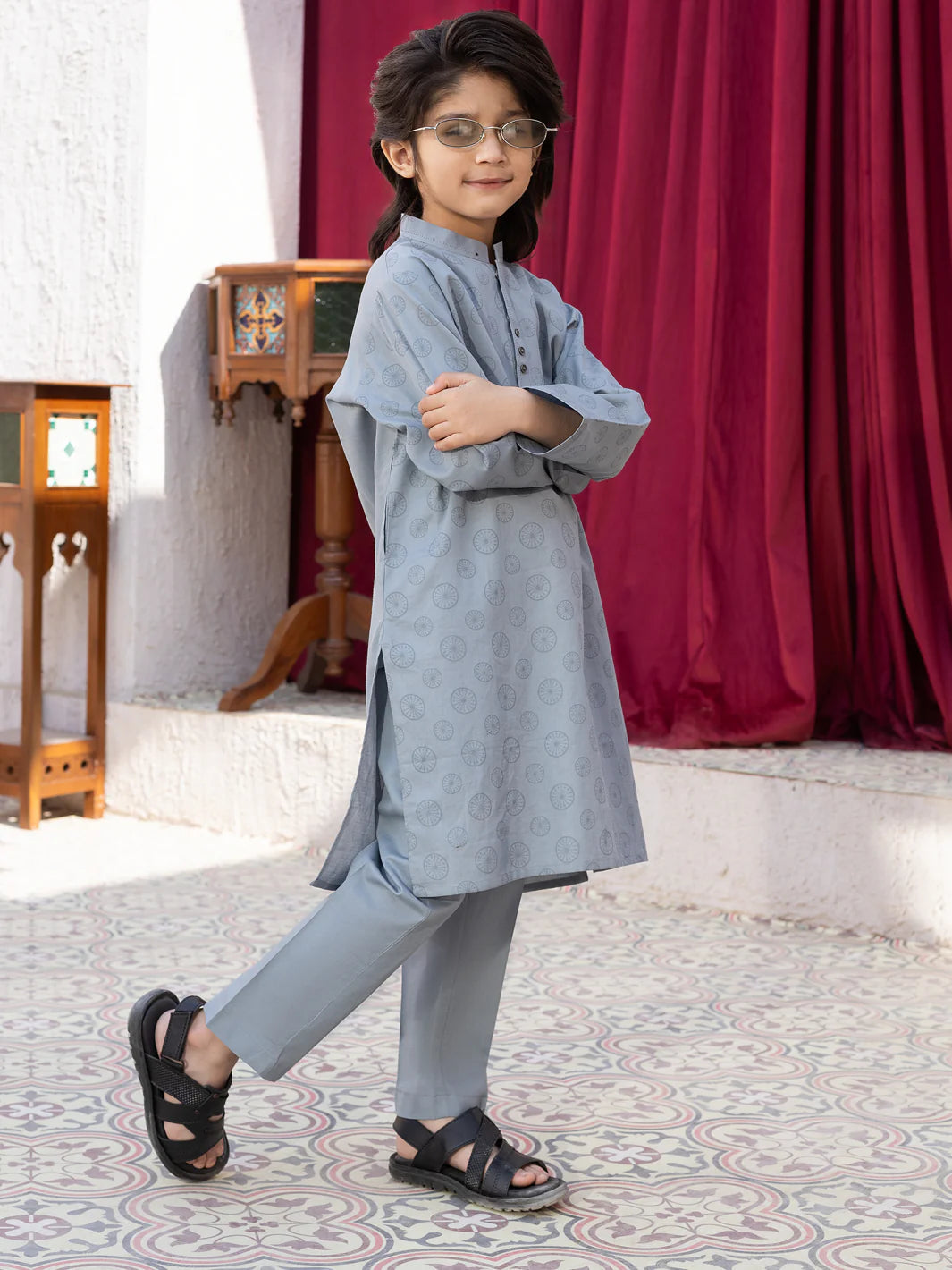 ALBY-KT-007 – Light Grey Blended Kurta Trouser