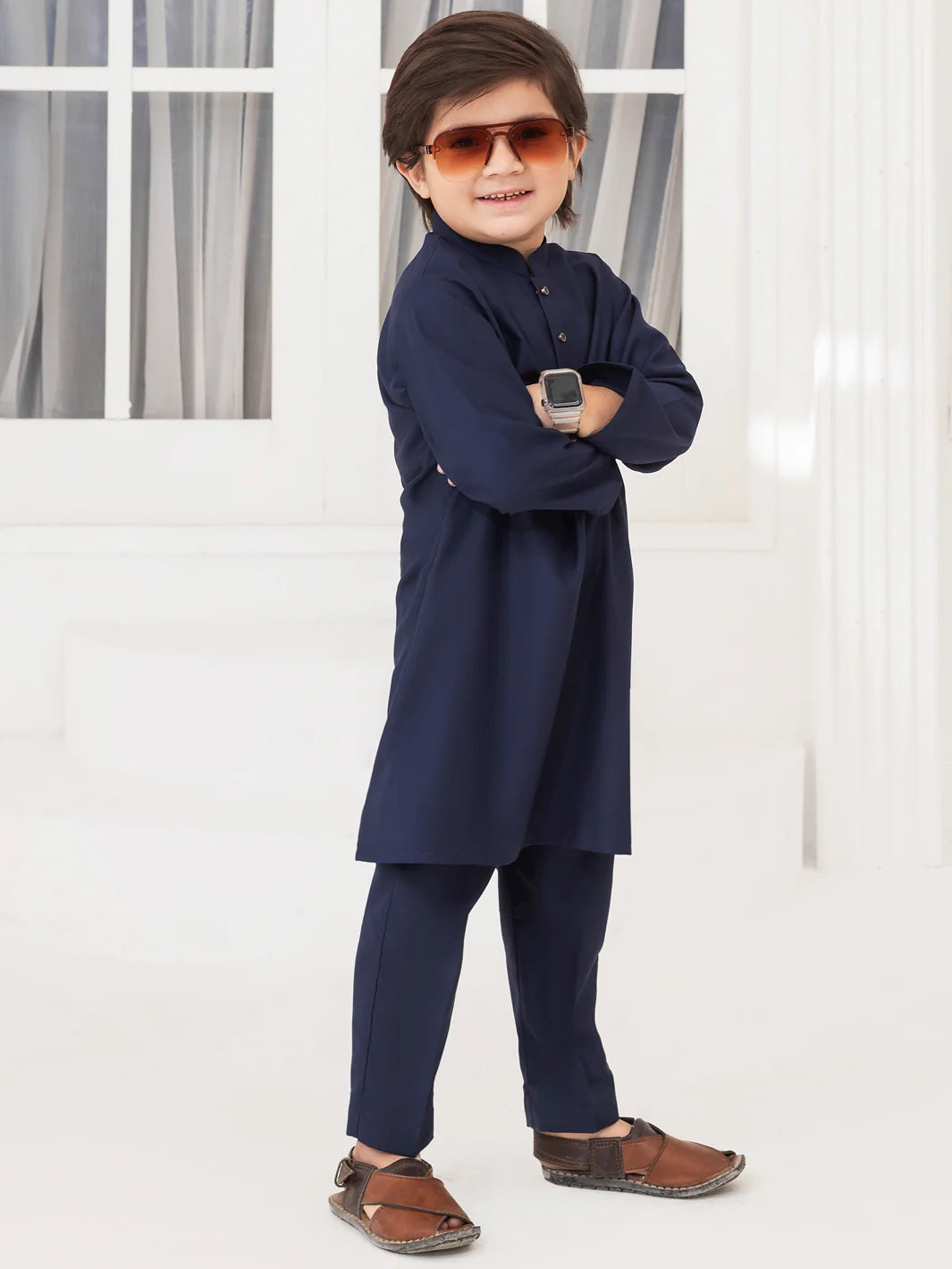 ALBY-KT-015 – Navy Blue Blended Kurta Trouser