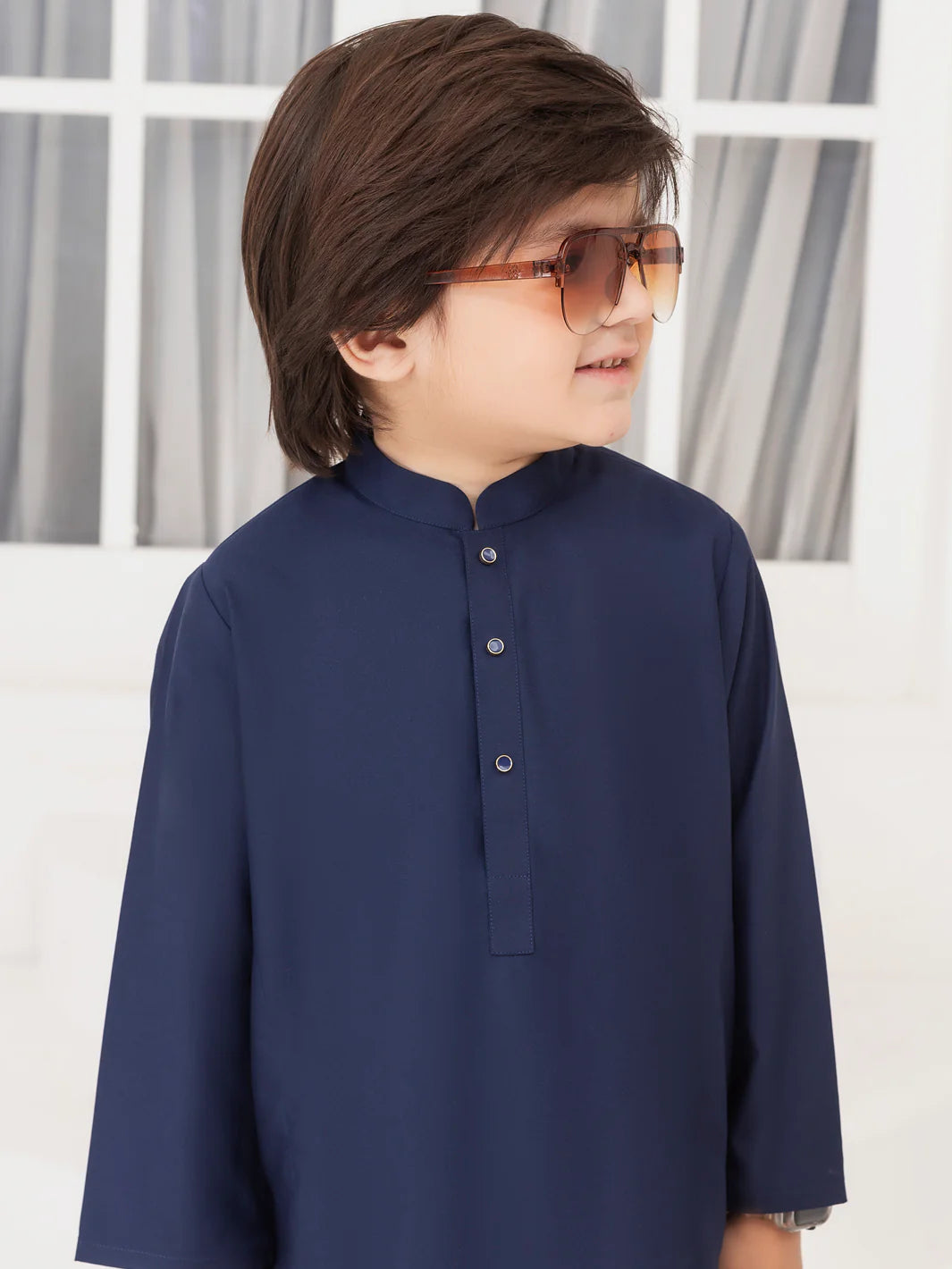 ALBY-KT-015 – Navy Blue Blended Kurta Trouser
