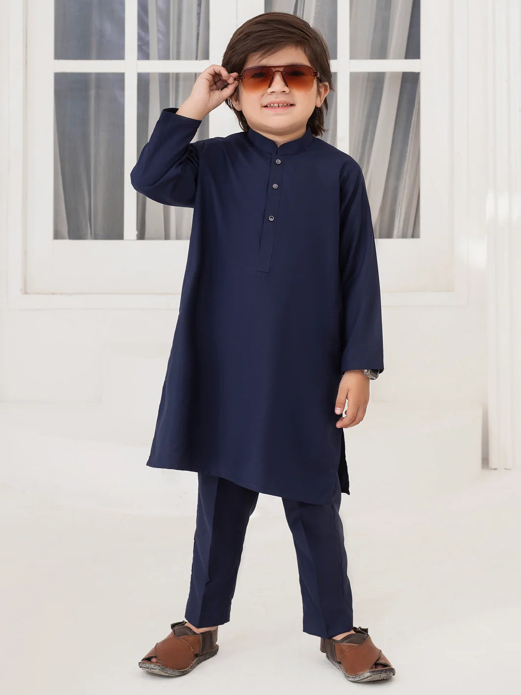 ALBY-KT-015 – Navy Blue Blended Kurta Trouser