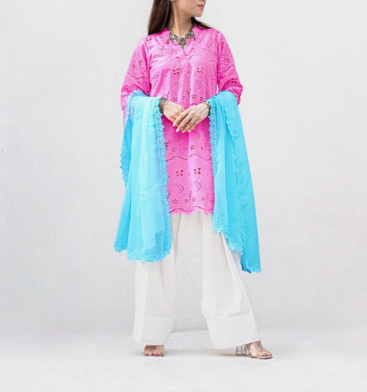 MSP-0011-Zimal | Pink & Blue Dress Chicken Kari - 3 Piece