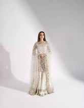 Off white hand embroidered gharara