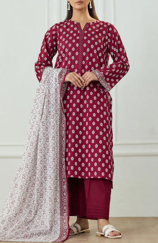 3 PIECE | PRINTED | LAWN SHIRT | OTL-25-482/U MAROON