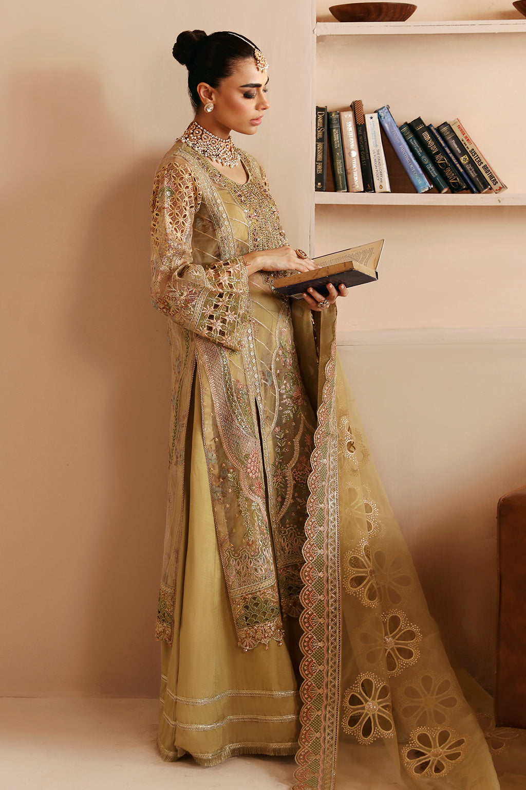 Formal Organza Suit with Sequins by Ramsha
