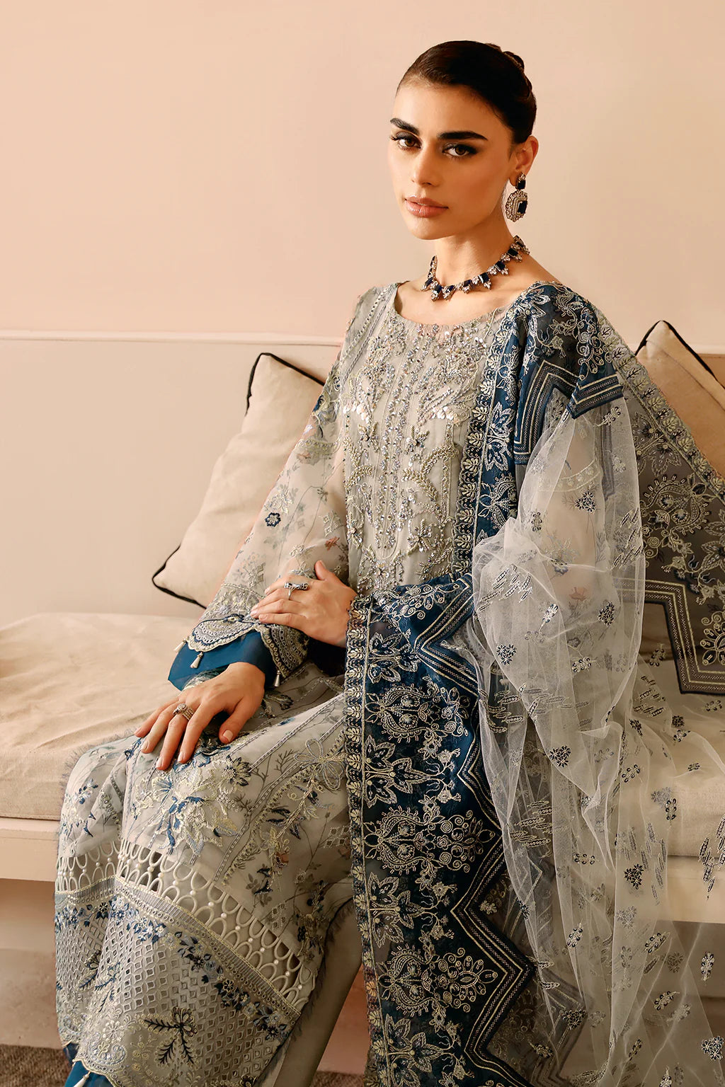 Ramsha E-207 Embroidered Organza Suit