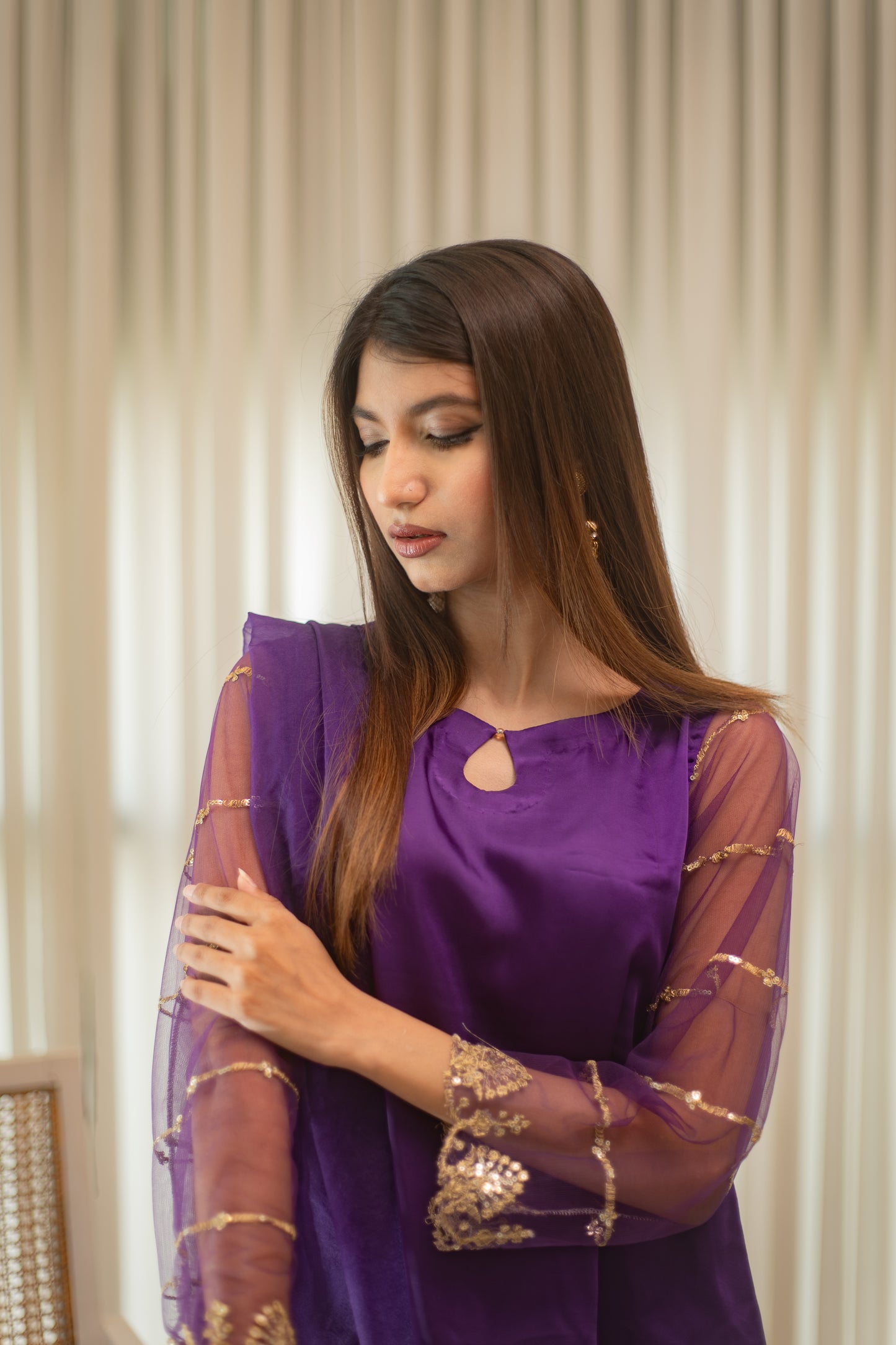 MSP 302 - Purple Shot Silk 3-Piece Outfit