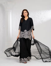 NF-6744 Black White Cotton Stitched 2PC Suit