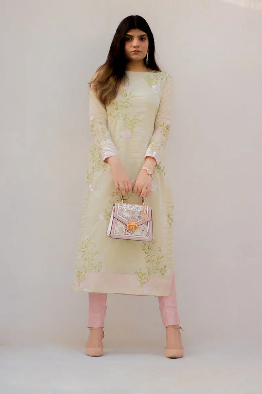 MSP-002-Aafreen | Mint Green With Pink Dupatta