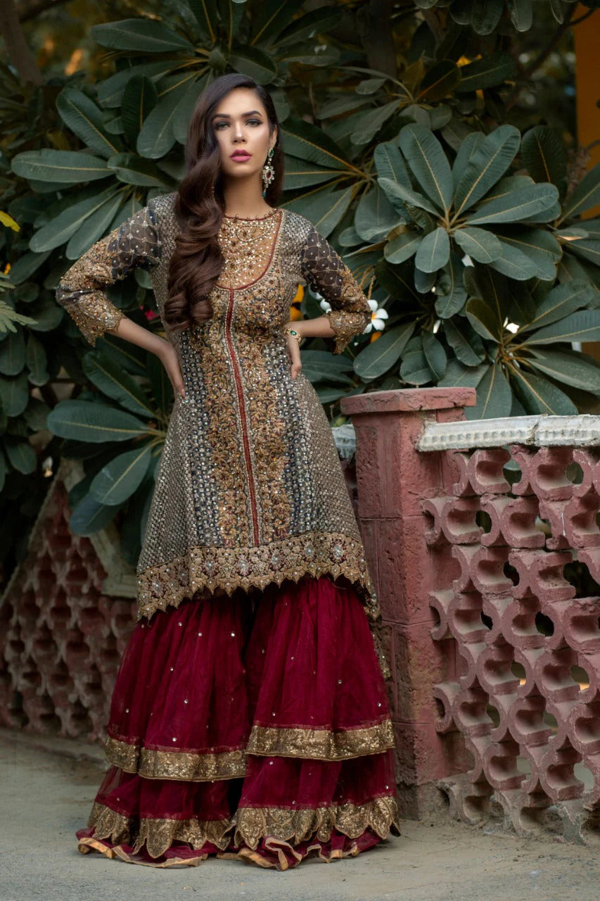 NB-2794 Blue Embroidered Maisori | Stitched Dress