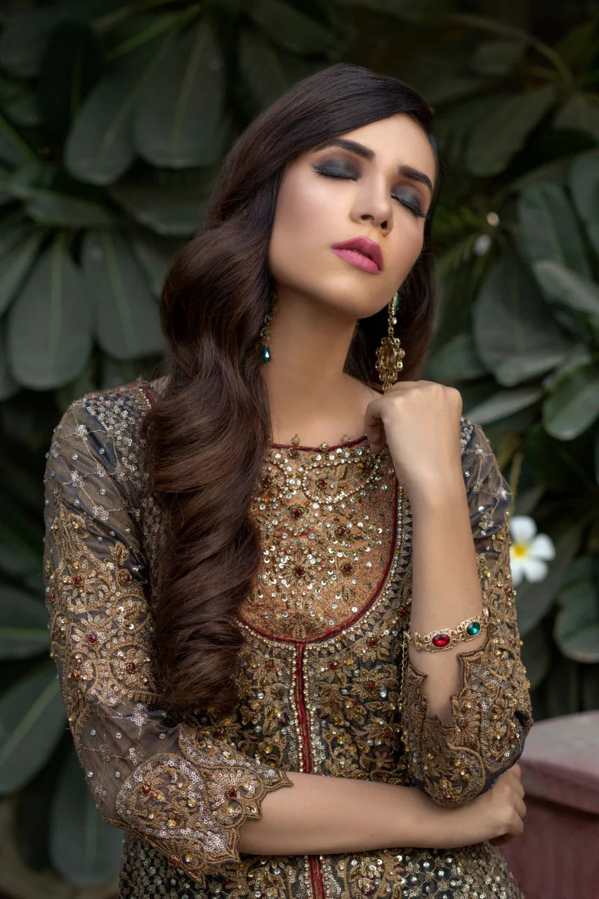 NB-2794 Blue Embroidered Maisori | Stitched Dress