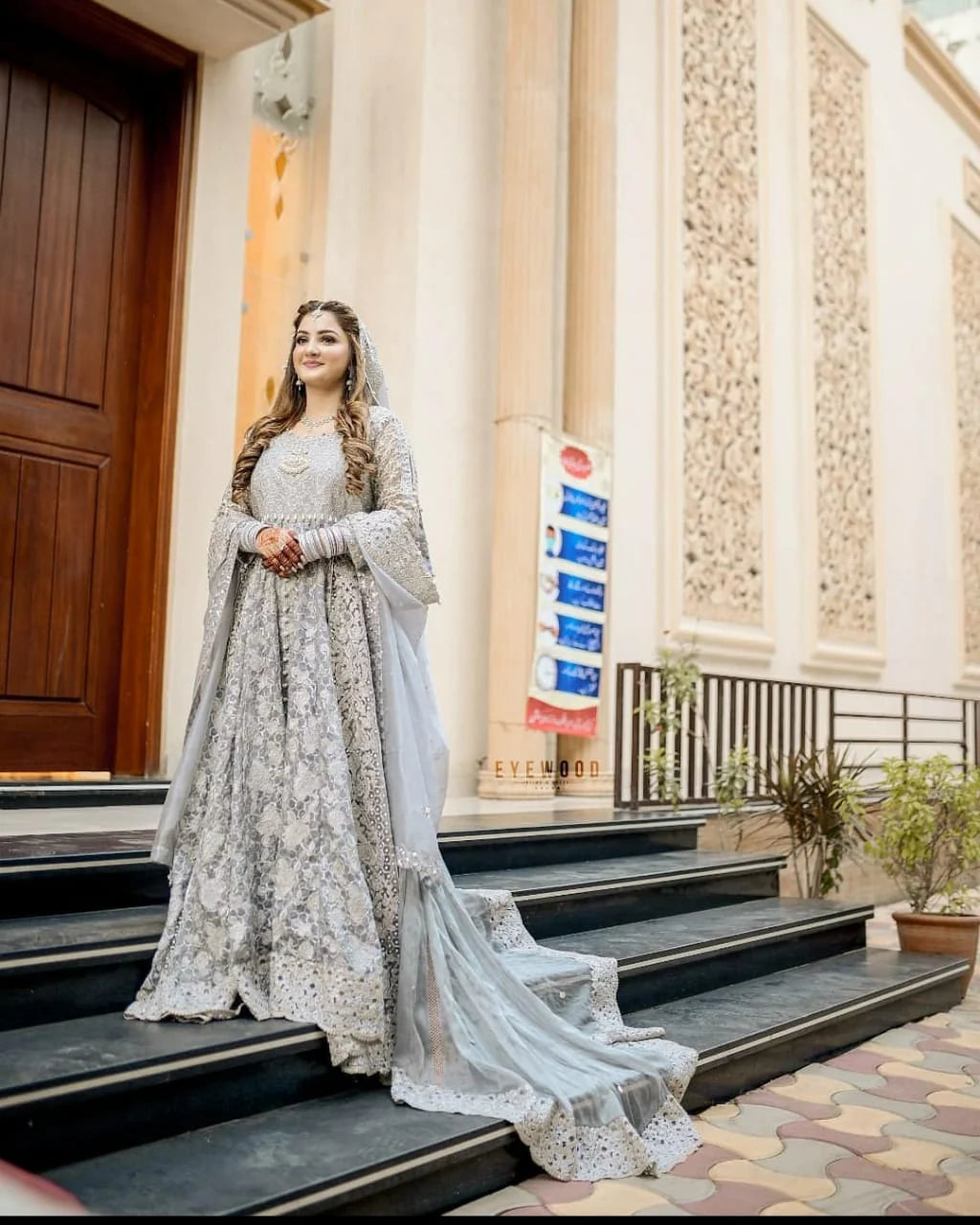 NB-2977 Silver Embroidered Maisori Maxi 3pc Stitched