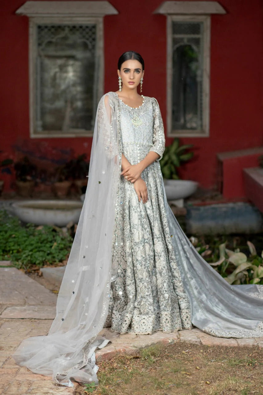 NB-2977 Silver Embroidered Maisori Maxi 3pc Stitched